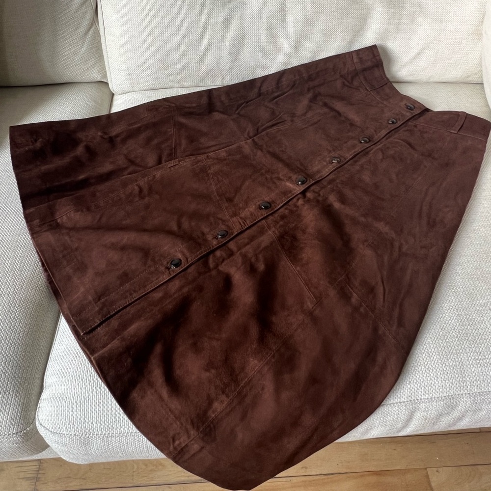 sézane suede midi skirt || chocolate brown